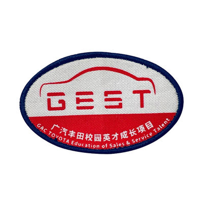 Team Name Woven Badges HookおよびLoop Backing Embroidered Companyロゴ パッチ