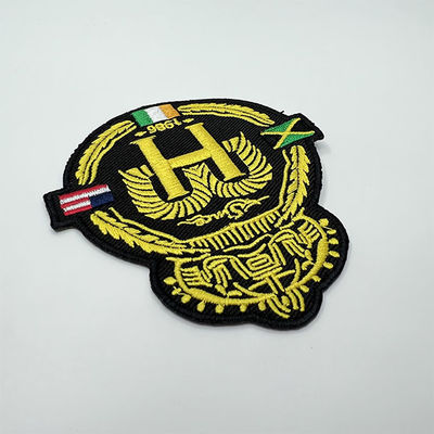 あや織りの綿はパッチの洗濯できるMerrowのボーダーによって編まれたパッチの鉄を刺繍した