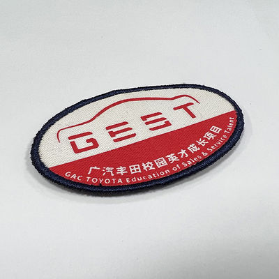 Team Name Woven Badges HookおよびLoop Backing Embroidered Companyロゴ パッチ