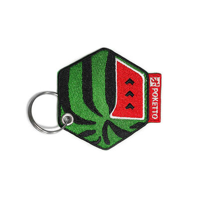個人化された刺繍されたKeychainsのあや織りの背景OEMの刺繍のキーFob