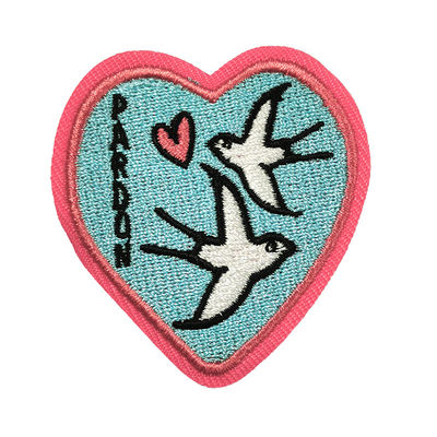 刺繍パッチのMerrowのボーダーあや織りの生地パッチのPMSの衣服の鉄